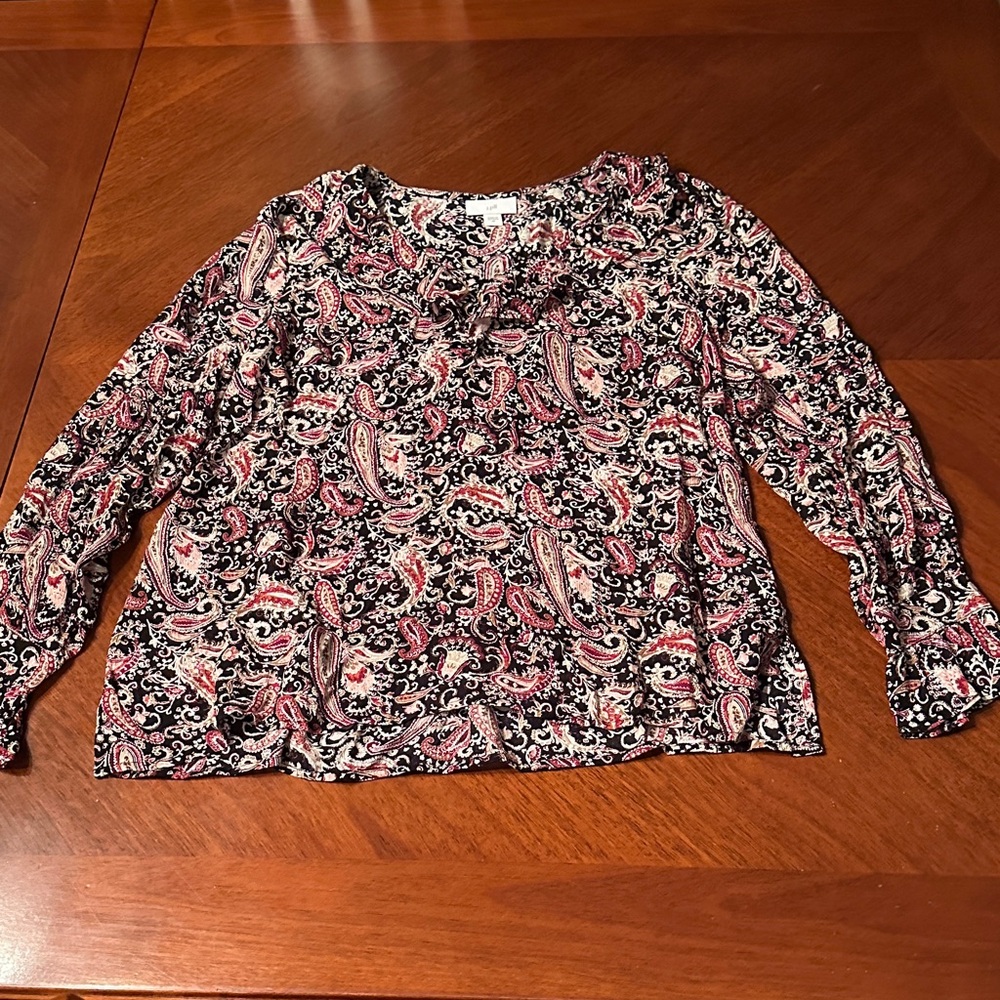 J Jill - Women’s  Paisley Print Long Sleeve Top